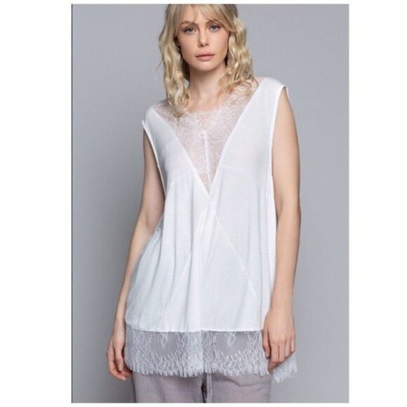Always Hopeful Knit Top with Lace In Off White. - Picture 4 of 14